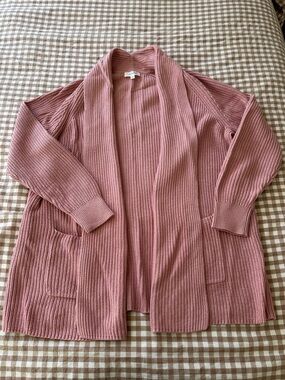 Haven Well Within Open-Front Ribbed Cardigan - Mauve Pink
